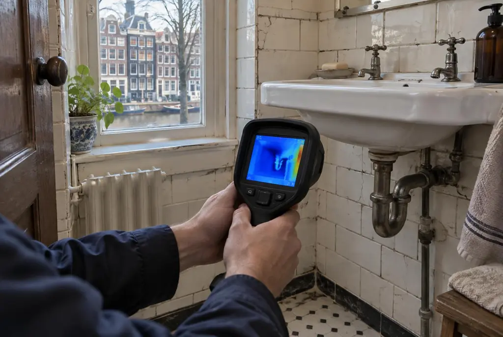 Lekdetectie IJsselstein – badkamer met oude leidingen achter de tegels