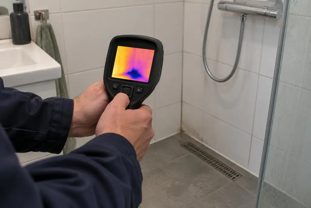 Lekdetectie IJsselstein – lekdetectiespecialist met warmtebeeldcamera in een badkamer