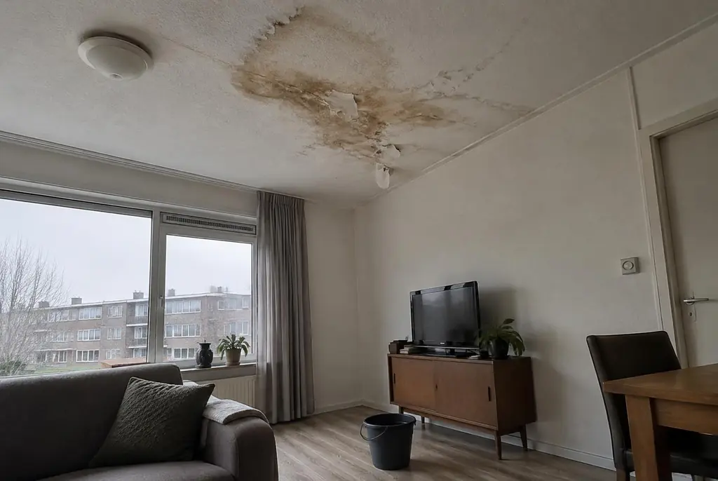 Lekdetectie IJsselstein – vochtplek op het plafond onder een badkamer
